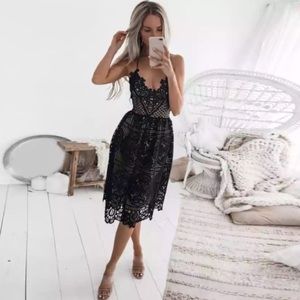 Lace crochet midi dress